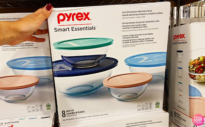 Pyrex Smart Essentials Glass Food Storage Bowl Set of 8 Pieces