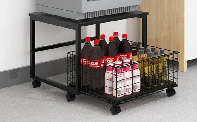 Rebrilliant Mini Fridge Stand with Drawer Basket