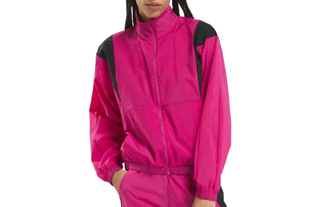 Reebok Womens Back Vector Colorblocked Track Jacket