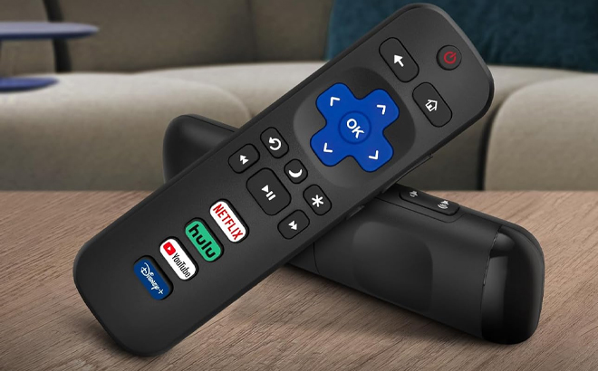 Replacement Remote Control Only for Roku TV 2 Pack on a Table