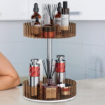 Rotating Makeup Organizer on a Vanity Table