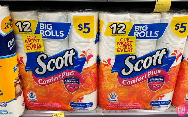 Scott Toilet Paper Rolls on the Shelf