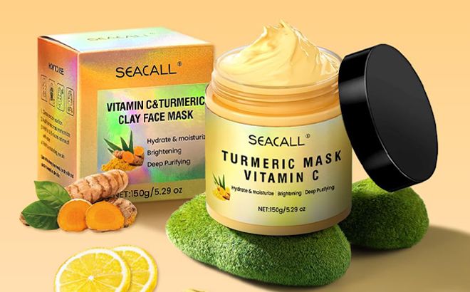 Seacall Turmeric Vitamin C Clay Mask on a Table