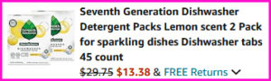 Seventh Generation Dishwasher Pacs Checkout Screen