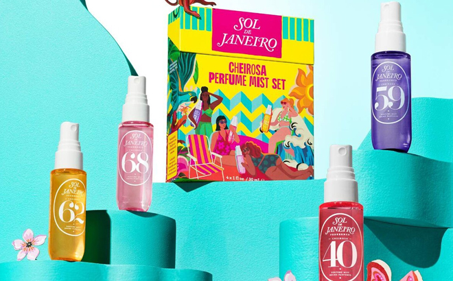 Sol de Janeiro Cheirosa Perfume Travel Minis Set on a Product Stand