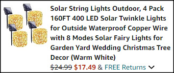 Solar String Lights Outdoor 4 Pack Checkout