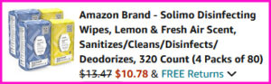 Solimo Disinfecting Wipes Checkout Screen