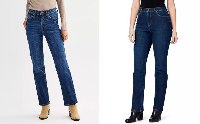 Sonoma Goods For Life Womens High Rise Straight Jeans and Gloria Vanderbilt Amanda Classic Jeans