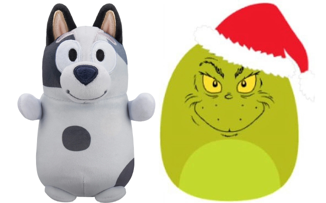 Squishmallows Bluey Original 6 inch Muffin HugMees and Squishmallows Official 5 inch Green Grinch