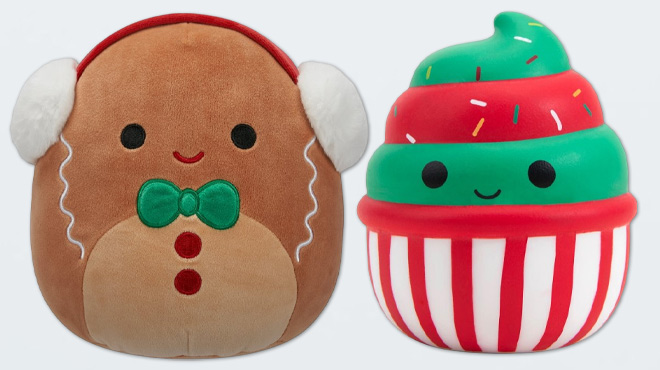 Squishmallows Official Plush 8 inch Gingerbread Cookie with Earmuffs and Cupcake