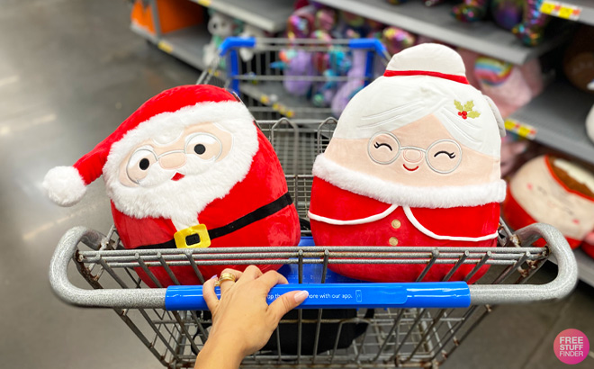 Squishmallows Official Plush 8 inch Santa and Mrs Claus in Walmart Cart