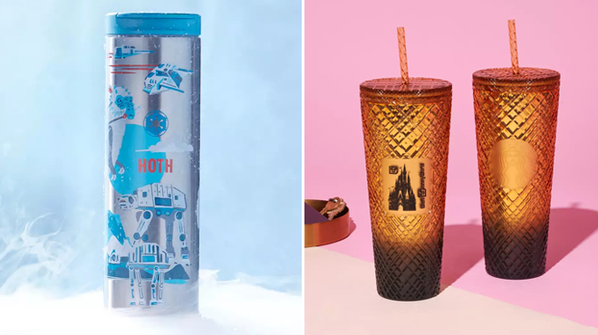 Star Wars Hoth Stainless Steel Starbucks Travel Tumbler and Cinderella Castle Geometric Starbucks Tumbler with Straw – Walt Disney World