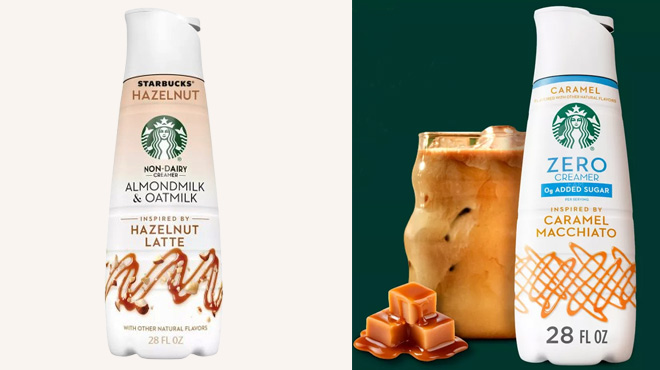 Starbucks Zero Sugar Caramel Macchiato and Hazelnut Latte Coffee Creamer