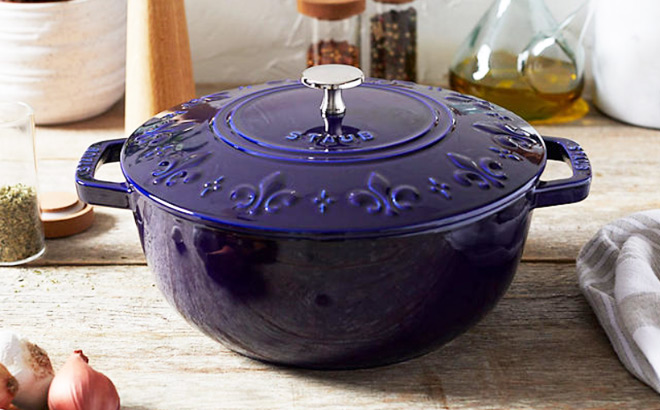 Staub Enameled Cast Iron Essential Fleur De Lis Cocotte