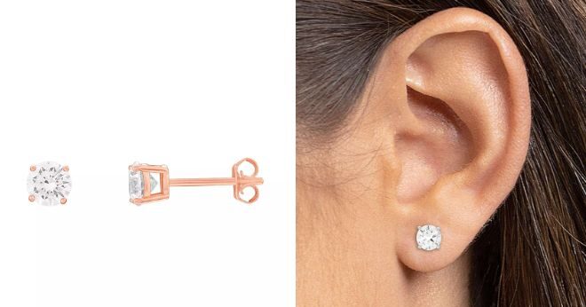 Sterling Silver Round Cubic Zirconia Stud Earrings