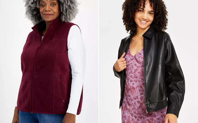 Style Co Plus Size Solid Polar Fleece Vest