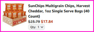 Sunchips Checkout Screen