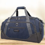 SwissTech Excursion Blue 24 Inch Travel Duffel on a Table