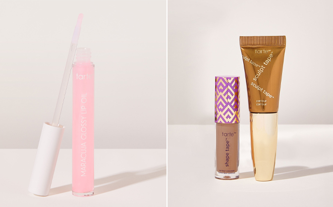 Tarte Maracuja Glossy Lip Oil and Shape Tape COnceal and Sculpt Duo