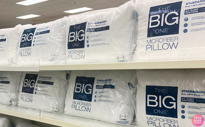 The Big One Microfiber Pillows on Shelves