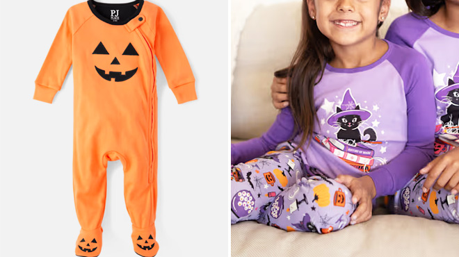 The Childrens Place Baby Pumpkin Face One Piece Pajamas