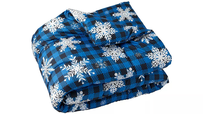 The Lakeside Collection Christmas Blue Plaid Full Comforter