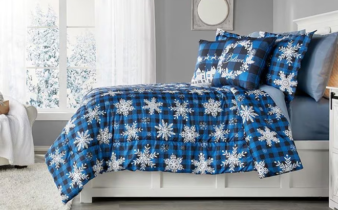 The Lakeside Collection Christmas Comforter in Blue Color