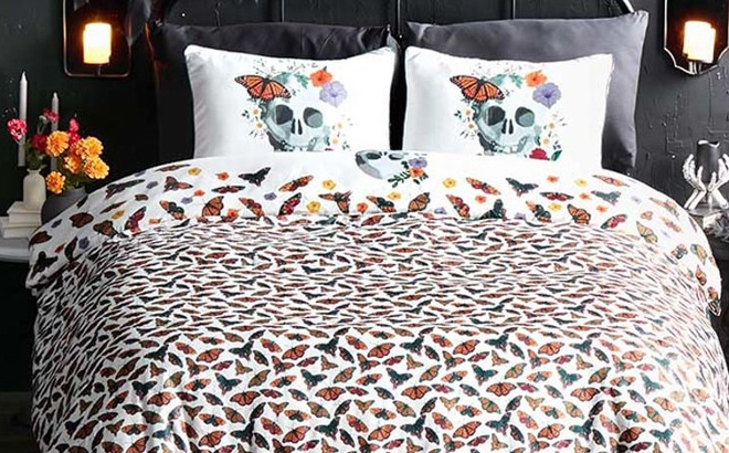 The Lakeside Collection Skeleton with Butterflies Comforter Set