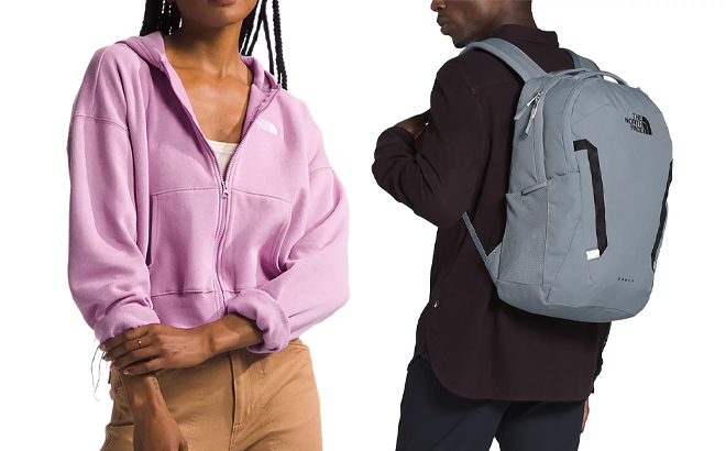 The North Face Womens Evolution Full Zip Hoodie and Mens Vault Backpack