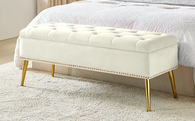 The Twillery Co. Kajana Upholstered Flip Top Storage Bench