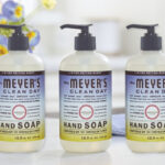 Three Mrs. Meyer's Clean Day Hand Soaps on a Kitchen Countertop