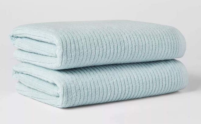 Threshold 2 Piece Quick Dry Ribbed Bath Towel Set