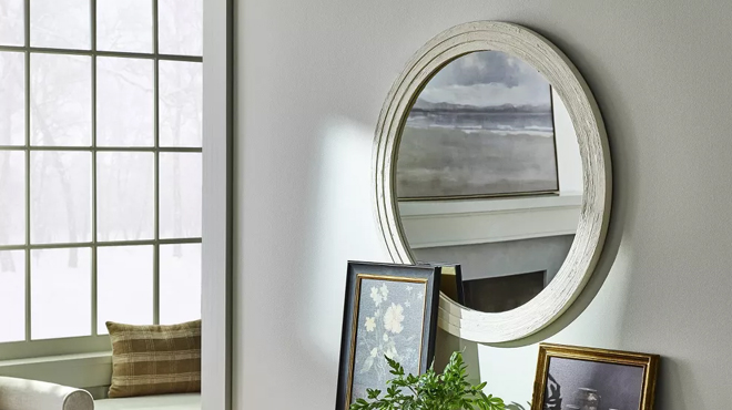 Threshold 28 inch Plaster Circle Wall Mirror