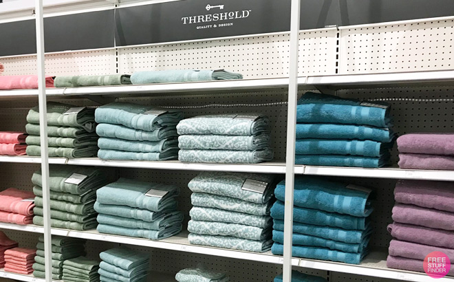 Threshold Bath Towels on a Shelf at Target