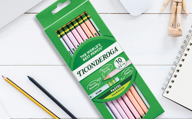 Ticonderoga Pastel Number 2 Soft Assorted Colors Pack of 10 Pencils