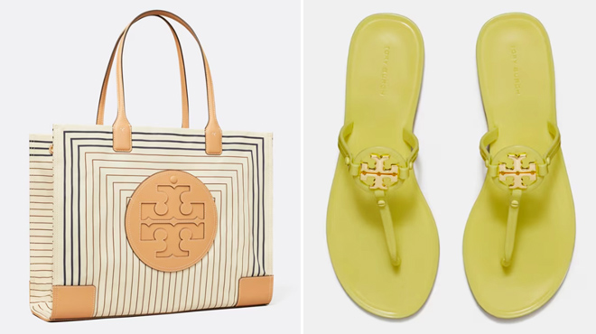 Tory Burch Ella Printed Tote Bag and Mini Miller Jelly Sandals