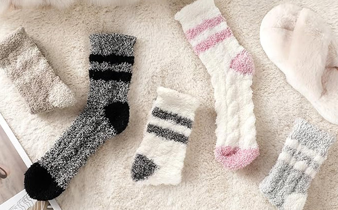 Trifabricy Fuzzy Womens Socks 5 Pairs