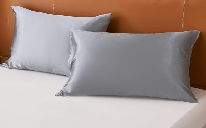 Two Netcken Satin Pillowcases in Light Grey