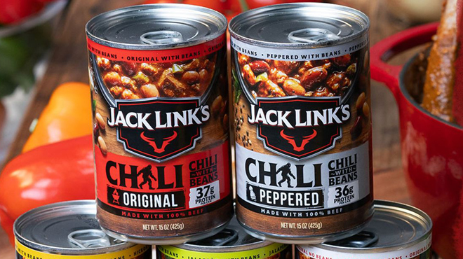 Two cans of Jack Links Chili