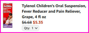 Tylenol Childrens Pain Reliever Checkout Screen