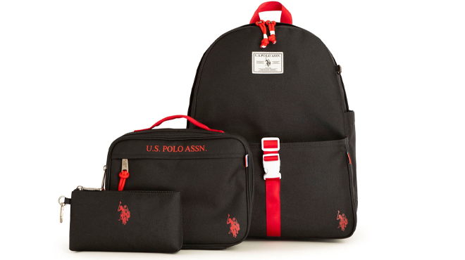 U S Polo Assn Boys Water Resistant Backpack Lunch Tote Pencil Case