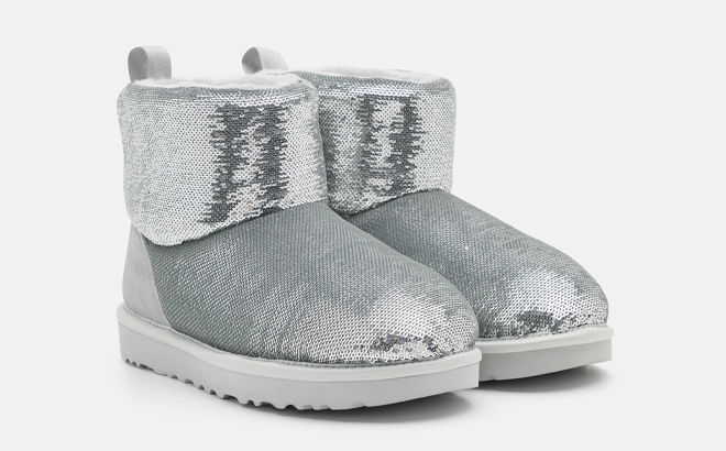 UGG Classic Mini Mirror Ball Womens Boots in Silver Color