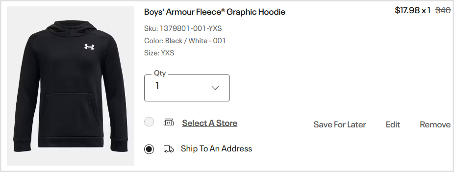 Under Armour Boys Hoodie Checkout