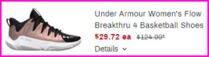 Under Armour Shoes Checkout Screen