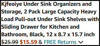 Under Sink Organizer Order Summary