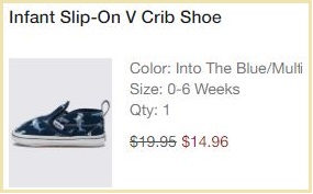 VANS Infant Slip On V Crib Shoes Checkout Page