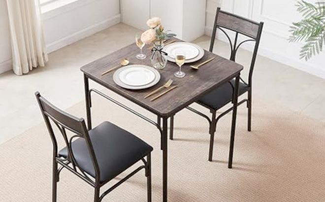 VECELO Classic 3 Piece Dining Set