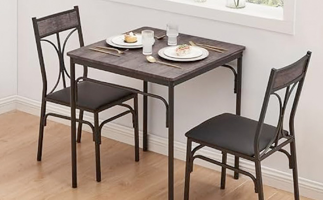 VECELO Kitchen Dinning Room 3 piece Table