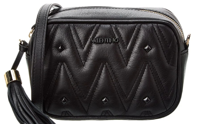 Valentino Amel Diamond Leather Crossbody in Black Color