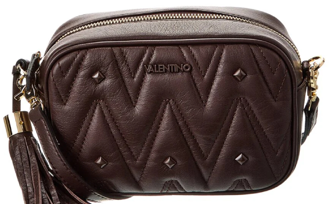 Valentino Amel Diamond Leather Crossbody in Brown Color